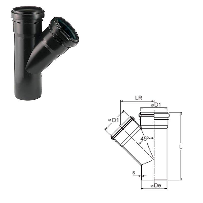 DURATOP RAMAL SIMPLE A 45º 110 X 110MM 10-165110000